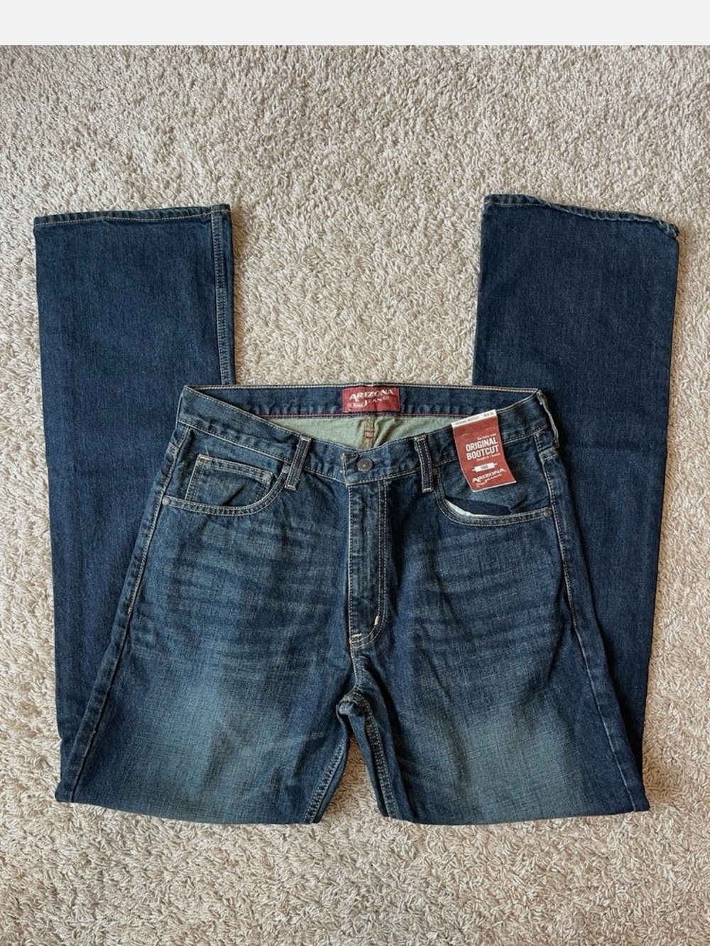 Arizona Jean Company Men's Bootcut Jeans in Dark Blue Denim